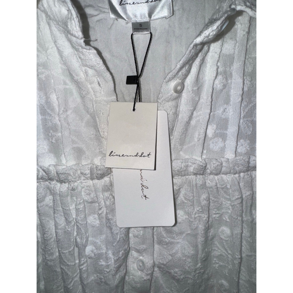 Women's Line & Dot White Embroidered Ruffle Tunic Top Size S - Picture 3 of 10